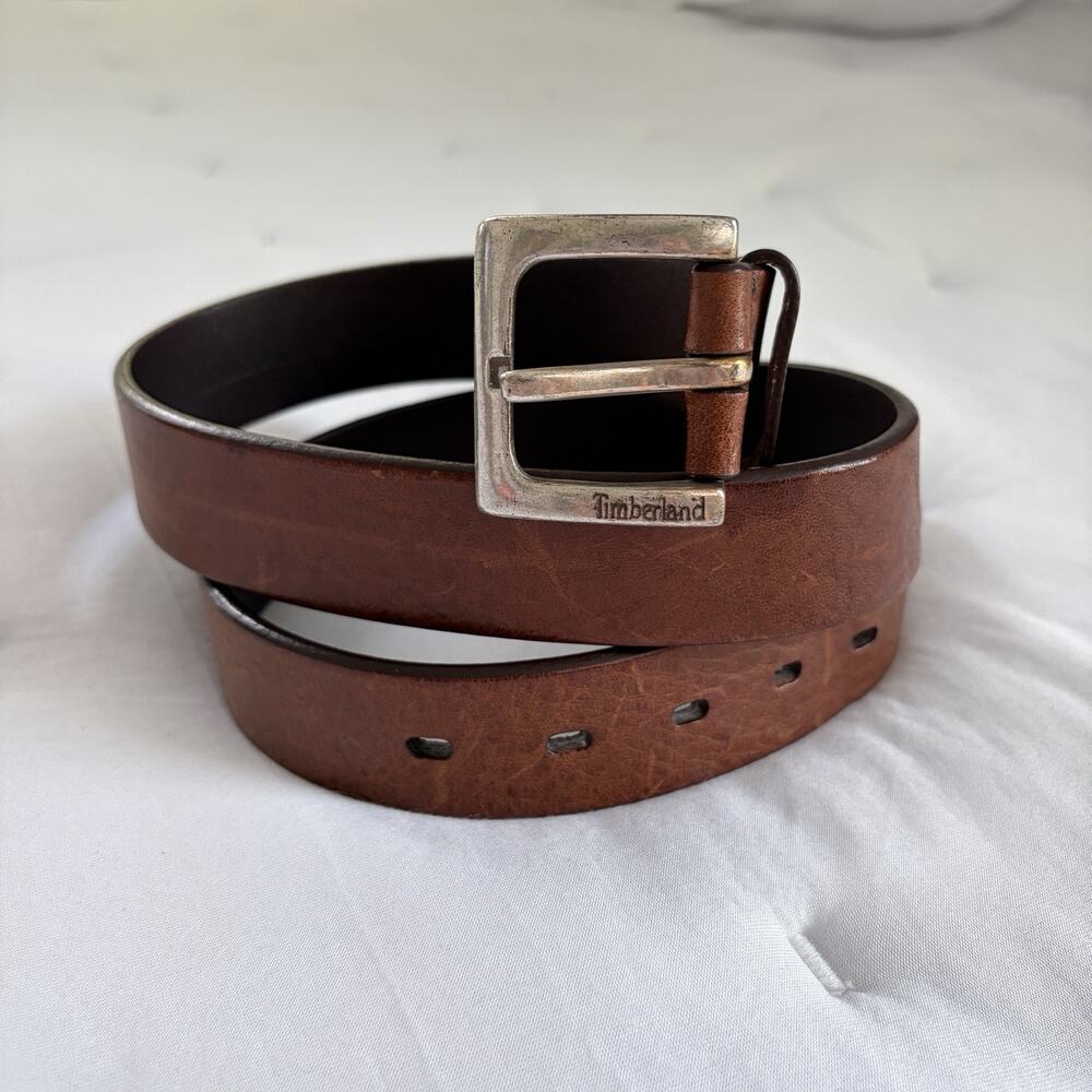 Timberland Men’s Brown Leather Belt Size 34, work, casual, outdoor, classic